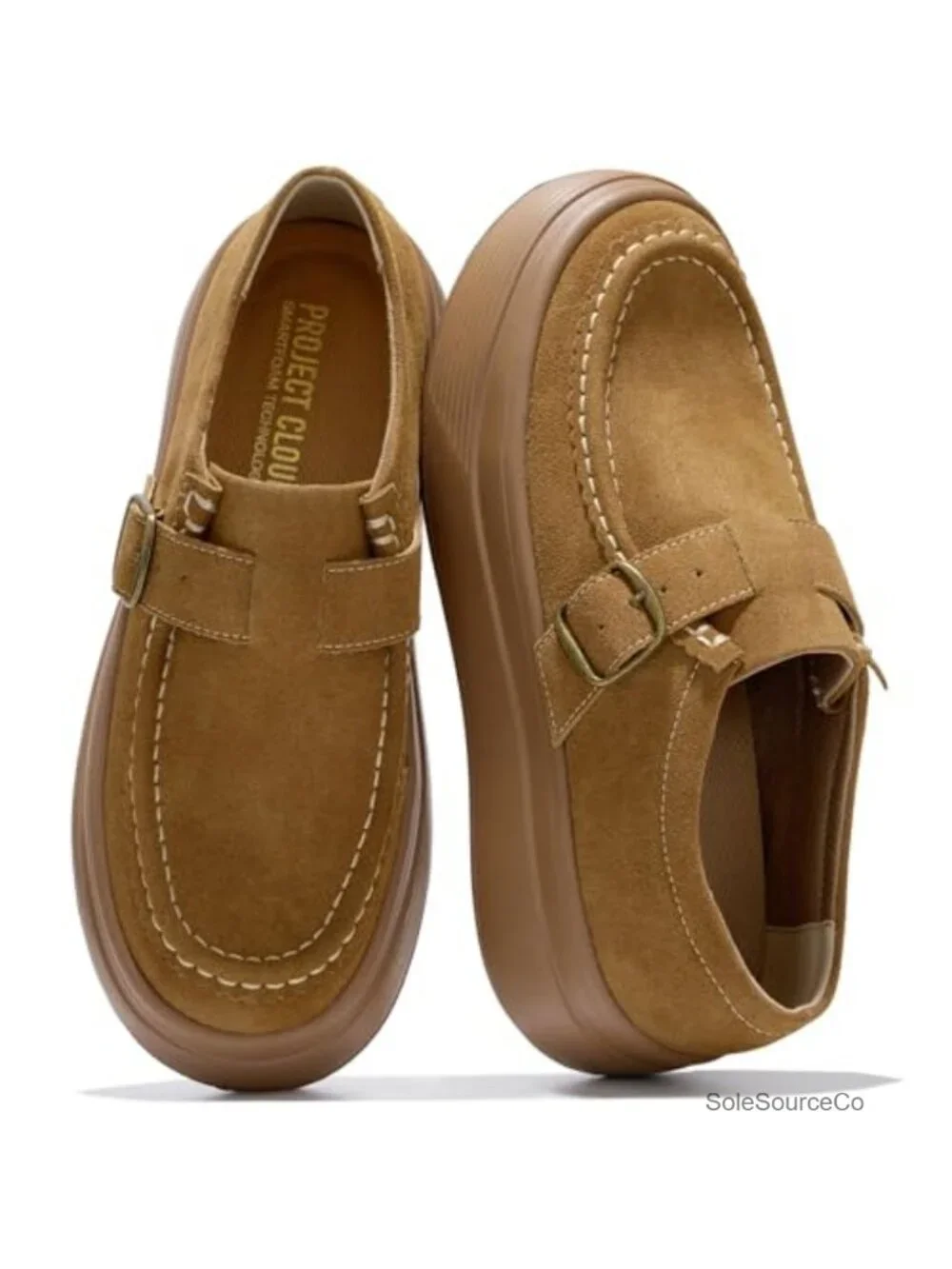 Genuine Suede Platform Loafers Non-Slip Slip-On Work Shoes